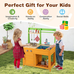 Outdoor Mud Kitchen Playset for Girls and Boys 3+ Years Old-Orange view 9