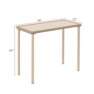 Outdoor Patio Bar Table Heavy Duty Rectangle Metal Frame-Brown view 5