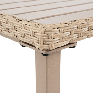 Outdoor Patio Bar Table Heavy Duty Rectangle Metal Frame-Brown view 6