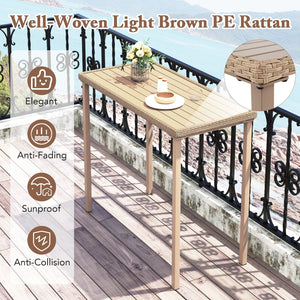 Outdoor Patio Bar Table Heavy Duty Rectangle Metal Frame-Brown view 8