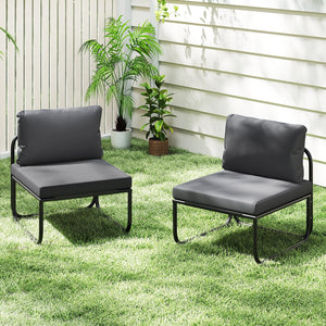 Outdoor Patio Chairs Set of 2 with Removable Cushions and Adjustable Foot Pads-Gray view 2