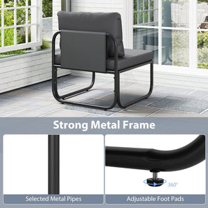 Outdoor Patio Chairs Set of 2 with Removable Cushions and Adjustable Foot Pads-Gray view 5