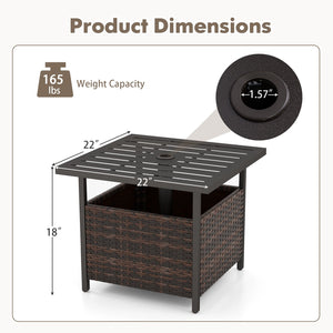 Outdoor Patio Rattan Wicker Steel Side Deck Table-Brown view 5
