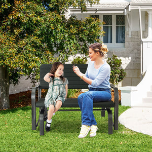 2-Seat Porch Glider with HDPE Back Seat and Steel Frame-Black view 2