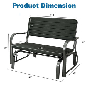 2-Seat Porch Glider with HDPE Back Seat and Steel Frame-Black view 4