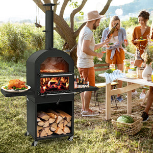 Outdoor Pizza Oven with Protective Cover and Grill Racks and Built-in Thermometer view 2