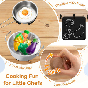 Outdoor Play Pretend Kitchen with Detachable Sandbox and Removable Sink-Natural view 7
