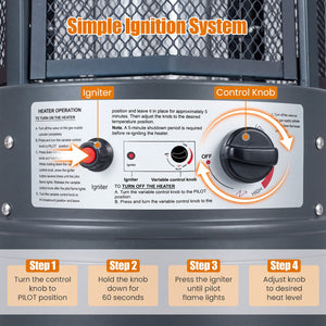 Outdoor Propane Patio Heater with Glass Tube and Tilt-Over Protection-Darkgray view 9