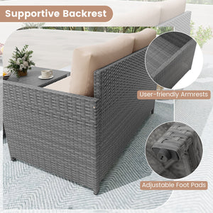 Outdoor Rattan Daybed Wicker Loveseat and 31 Gallon Storage Ottoman-Brown view 8