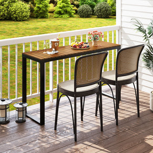 Outdoor Rectangle Console Table with Long-Lasting Acacia Wood Tabletop view 2