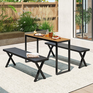 Outdoor Rectangle Console Table with Long-Lasting Acacia Wood Tabletop view 3