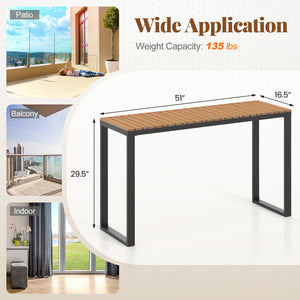 Outdoor Rectangle Console Table with Long-Lasting Acacia Wood Tabletop view 5