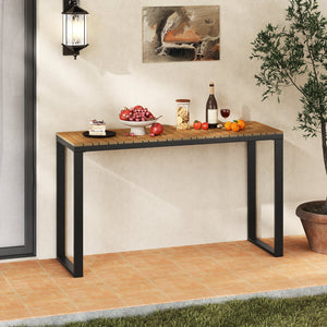 Outdoor Rectangle Console Table with Long-Lasting Acacia Wood Tabletop view 9