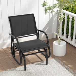 Outdoor Single Swing Glider Rocking Chair with Armrest-Black view 2
