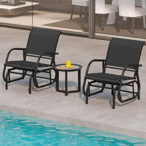 Outdoor Single Swing Glider Rocking Chair with Armrest-Black view 3