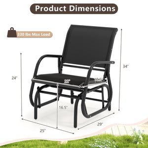 Outdoor Single Swing Glider Rocking Chair with Armrest-Black view 4