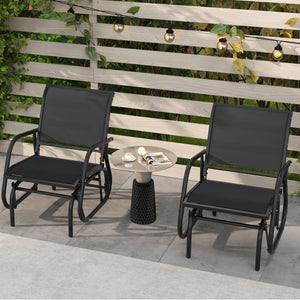 Outdoor Single Swing Glider Rocking Chair with Armrest-Black view 5