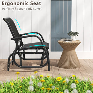 Outdoor Single Swing Glider Rocking Chair with Armrest-Black view 7