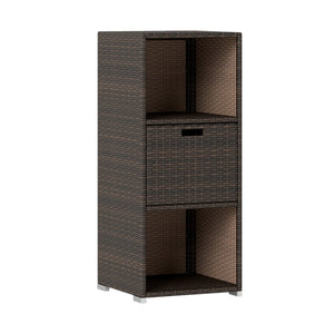 Outdoor Storage Cabinet Patio Wicker Organizer with Drawer-Brown view 4