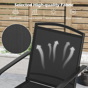 Outdoor Swivel Chairs Set of 2 with High Back and Breathable Seat-Black view 5