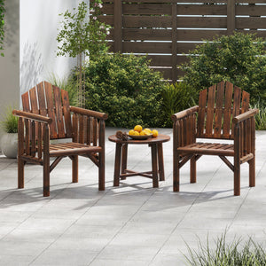 Outdoor Wood Armchair Wooden Patio Dining Chair with Armrests-Brown view 5