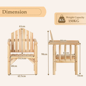 Outdoor Wood Armchair Wooden Patio Dining Chair with Armrests-Natural view 4