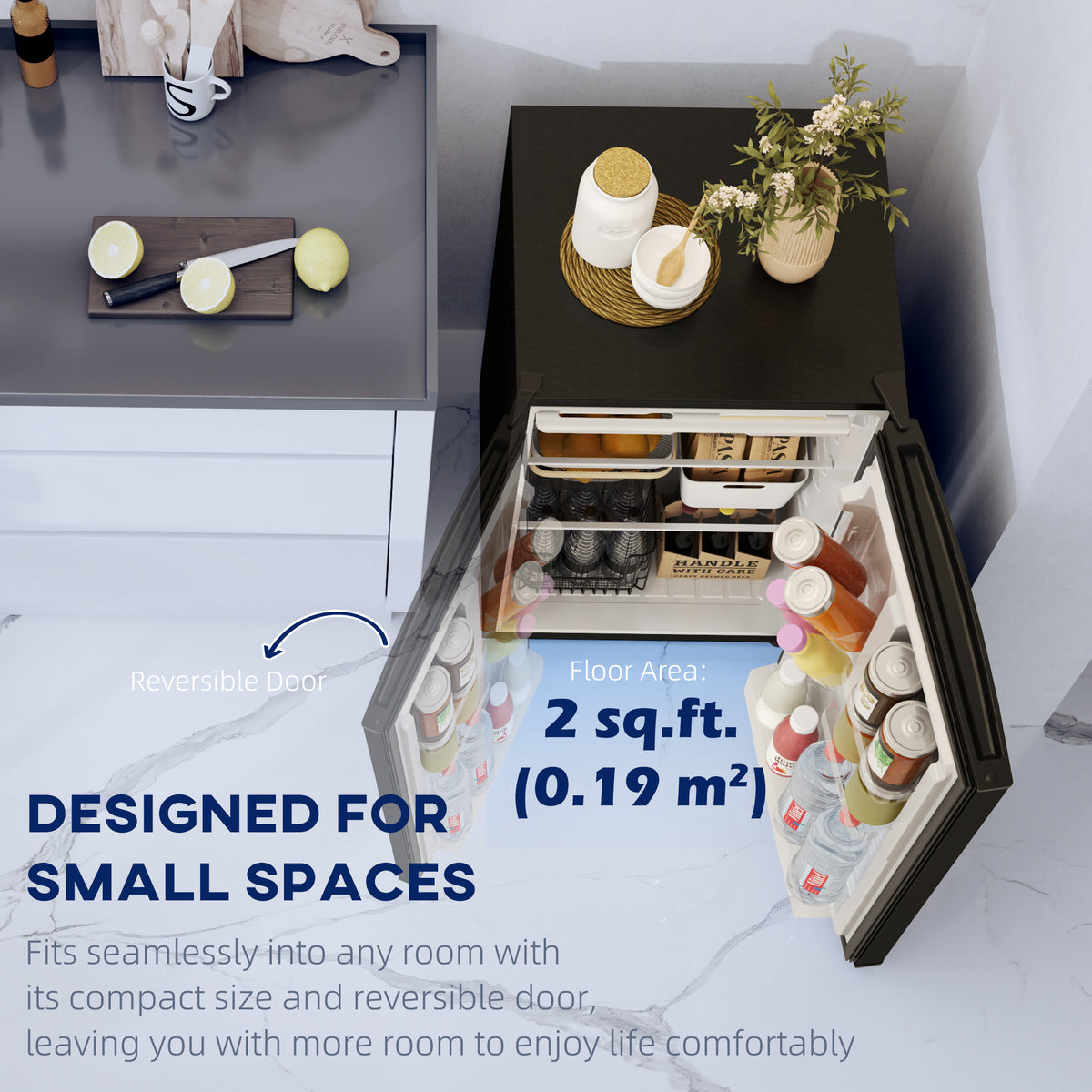 4.5 Cu Ft Mini Fridge with Freezer, Wheels, Single Door Refrigerator, Adjustable Thermostat – view 2
