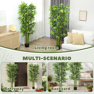 6FT Artificial Bamboo Trees Set of 2, Fake Plants with Nursery Pot for Indoor Decor