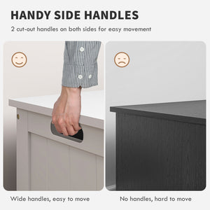 Storage Trunk with 2 Safety Hinges, Modern Entryway Bench with Side Handles, Storage Chest for Living Room – view 19