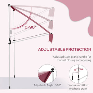 6.6'x5' Manual Retractable Patio Awning Sun Shelter Window Door Deck Canopy, Water Resistant UV Protector – view 12