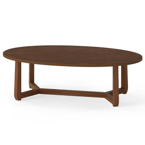 Oval Coffee Table 46 Inches Wooden Accent Table with Thickened Top-Walnut view 4