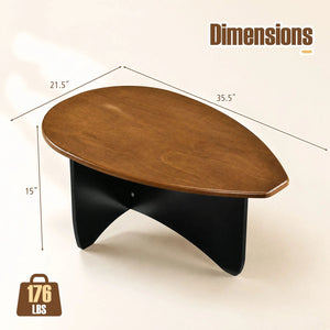 Oval Coffee Table Mid Century Modern Accent Table Low Profile Wooden Center Table-Walnut view 5