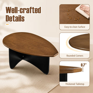Oval Coffee Table Mid Century Modern Accent Table Low Profile Wooden Center Table-Walnut view 7