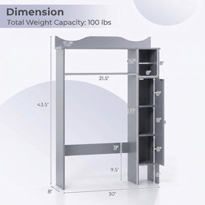Over the Toilet Storage Cabinet with Toilet Paper Holder-Gray view 5