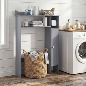 Over the Toilet Storage Cabinet with Toilet Paper Holder-Gray view 6