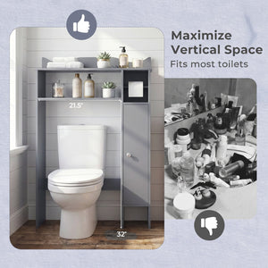 Over the Toilet Storage Cabinet with Toilet Paper Holder-Gray view 8
