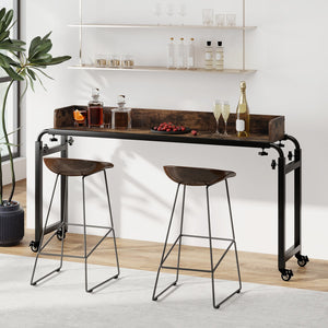 Overbed Desk with Wheels Queen Size Mobile Bed Desk with Adjustable Height-Brown view 7