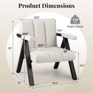 Oversized Accent Chair with Metal Frame and Armrests-Beige view 4
