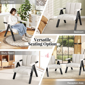 Oversized Accent Chair with Metal Frame and Armrests-Beige view 8
