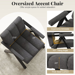 Oversized Accent Chair with Metal Frame and Armrests-Gray view 7