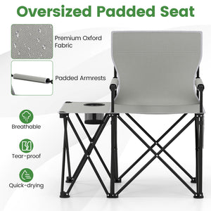 Oversized Camping Chair with Side Table and 2 Storage Pockets-Gray view 9