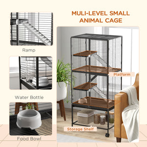 Rolling Small Animal Cage 34"H Chinchilla Cage for Ferrets, Squirrels w/ Removable Tray, Storage Shelf – view 18