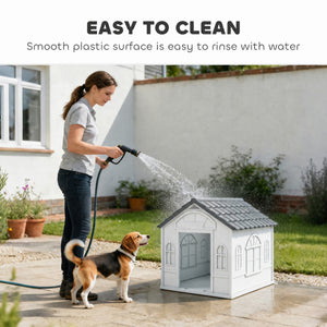 26" Plastic Dog House Outdoor with Air Vents, for Small Medium Dogs, Blue – view 11