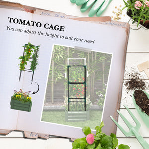 Galvanized Planter Box, Outdoor Raised Garden Bed with 3-Tier Trellis Tomato Cage for Climbing Vines – view 17