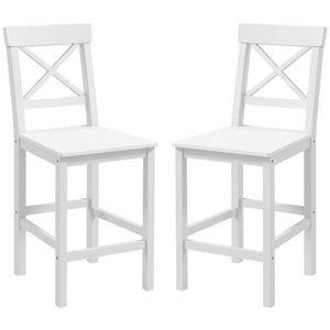 Counter Height Stools Set of 2, Farmhouse Bar Stools with Backs, Solid Wood Counter Stools for Kitchen Island