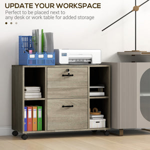 Lateral Filing Cabinet with Wheels and Lockable Drawer, File Cabinet – view 3
