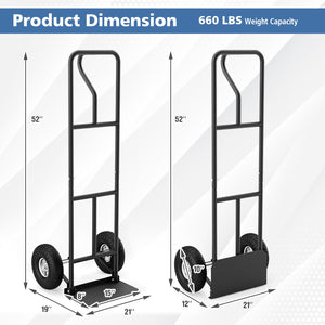 P-Handle Hand Truck with Foldable Load Plate for Warehouse Garage-Black view 5