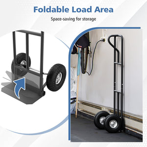 P-Handle Hand Truck with Foldable Load Plate for Warehouse Garage-Black view 6