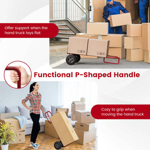 P-Handle Sack Truck with 10 Inch Wheels and Foldable Load Area-Red view 8