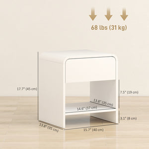 Nightstand Set of 2, Modern Bedside Table with Rounded Corners, Nightstand with Drawer and Open Shelf – view 9